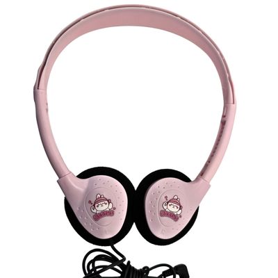 WEBDARAZ Cute Pink Wired Headphones for Kids, 3.5mm On-Ear Cartoon Beerus Headphones with 30mm Drivers, Lightweight ABS Build, IPX-4 Splash Resistant, Plug & Play for School, Travel & Gifts (Pink)