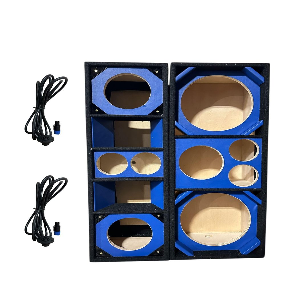 10" Brazilian Style Chuchera Speaker Box & 1 LA Box Vented Enclosure for Car (Blue)