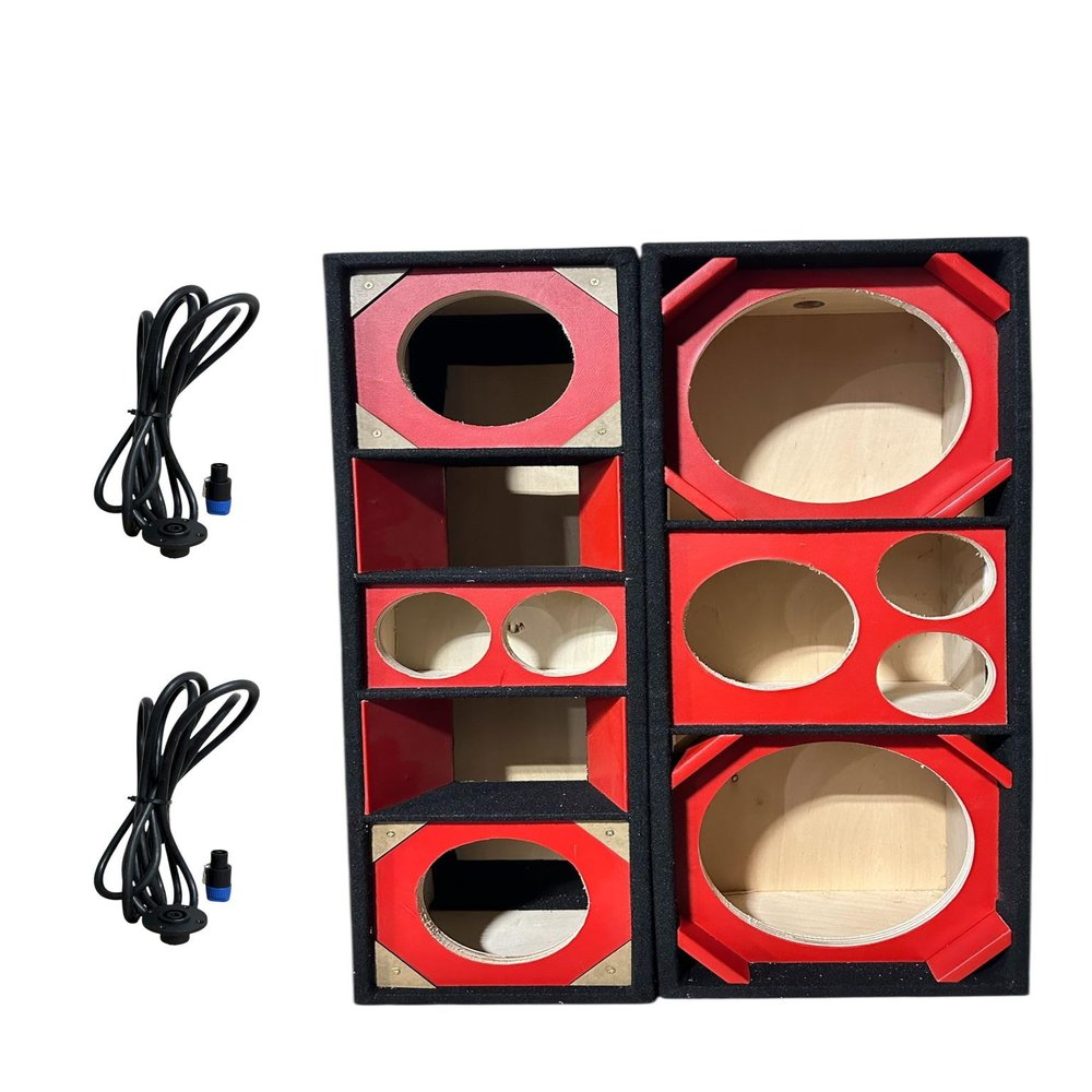 10" Brazilian Style Chuchera Speaker Box & 1 LA Box Vented Enclosure for Car (RED)