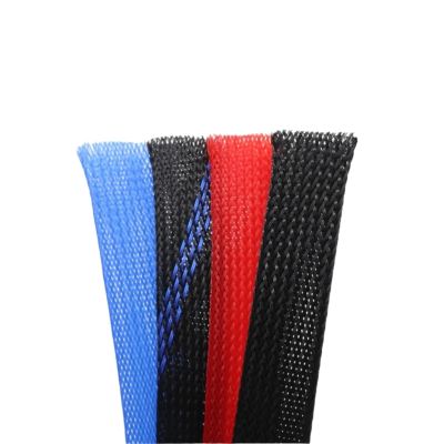 1Pc 1~50m PET Expandable Braided Sleeve 2~25 mm Tight High Density Wire Insulated Protection Cable Sheath(Black Red,4mm,50 Meters)