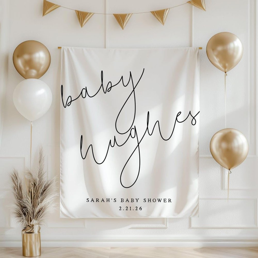 Minimalist Baby Shower Fabric Gender Neutral Party for Girls Boys Modern Baby Shower Celebration Backdrop Supplies Photography Background Banner Photo Booth Props