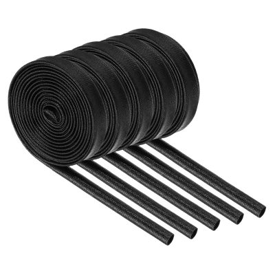MECCANIXITY 5Pcs Wire Insulation Braid Fire Sleeve,9.8Ft-6mm ID Black, High Temp Silicone Coated Fiberglass Sleeving for Automotive Hose Lines Electrical Wiring