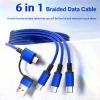 SvyiLink USB Cable PD Fast Charger Lighted Up (USB 6IN1 Braid Blue),A Mobile Phone Data Cable, specifically a Fast Charging Cable, Crafted from Nylon Braided Material. view 2
