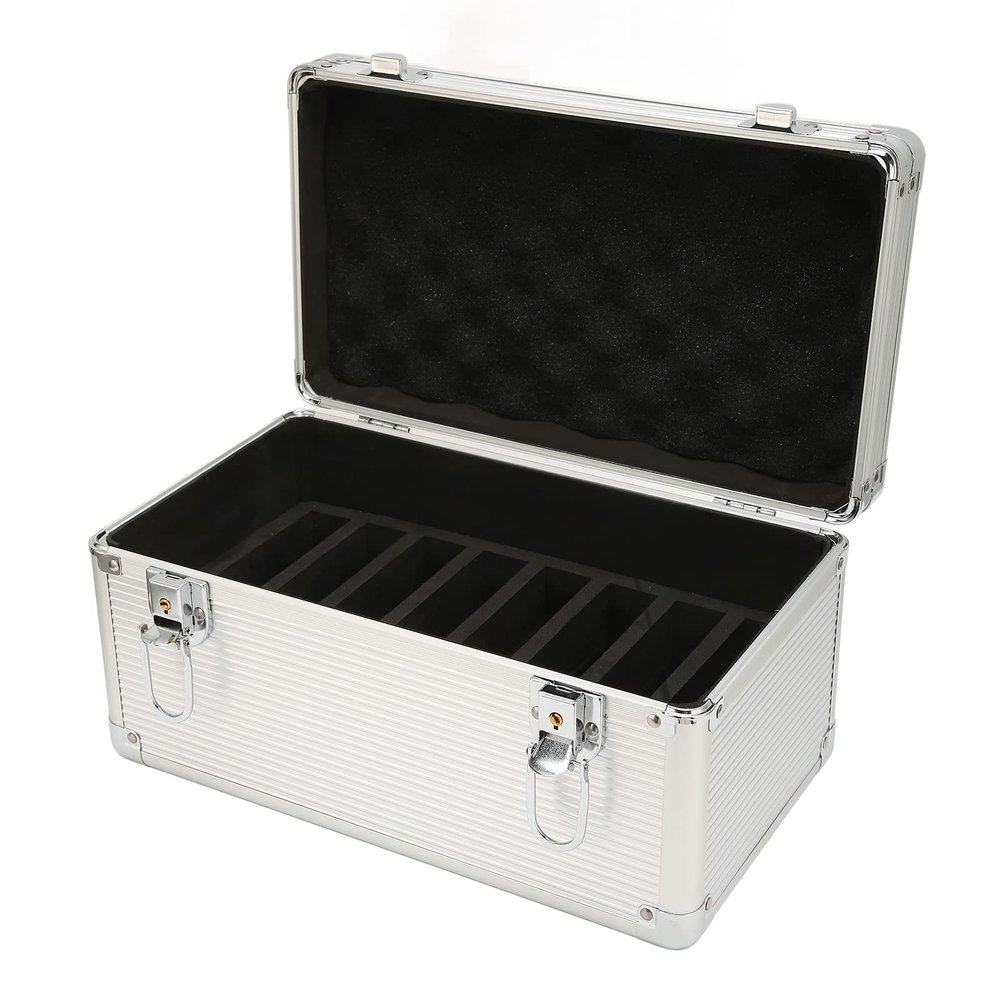 Ailgely 10 Bay Hard Drive Storage Box, Shockproof Hard Disk Transport Case, Sturdy Lock Security, Aluminum Alloy Corner Design