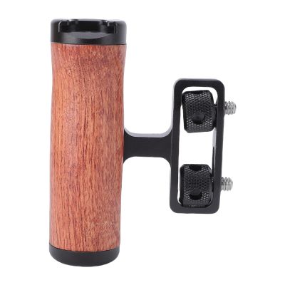 Akozon Camera Cage Wooden Handle 1/4 Inch Adjustable Screw Mount Camera Expansion Frame Side Hand Grip
