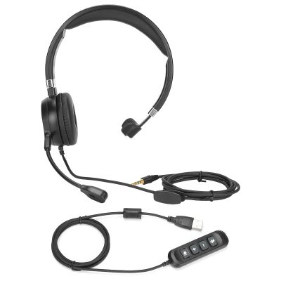 yiMANtrading Monaural Headset Telephone Headset, Business Headset with Noise Canceling Microphone, USB Binaural Headphones for Communication, 90 Rotatable Head and 330 Microphone