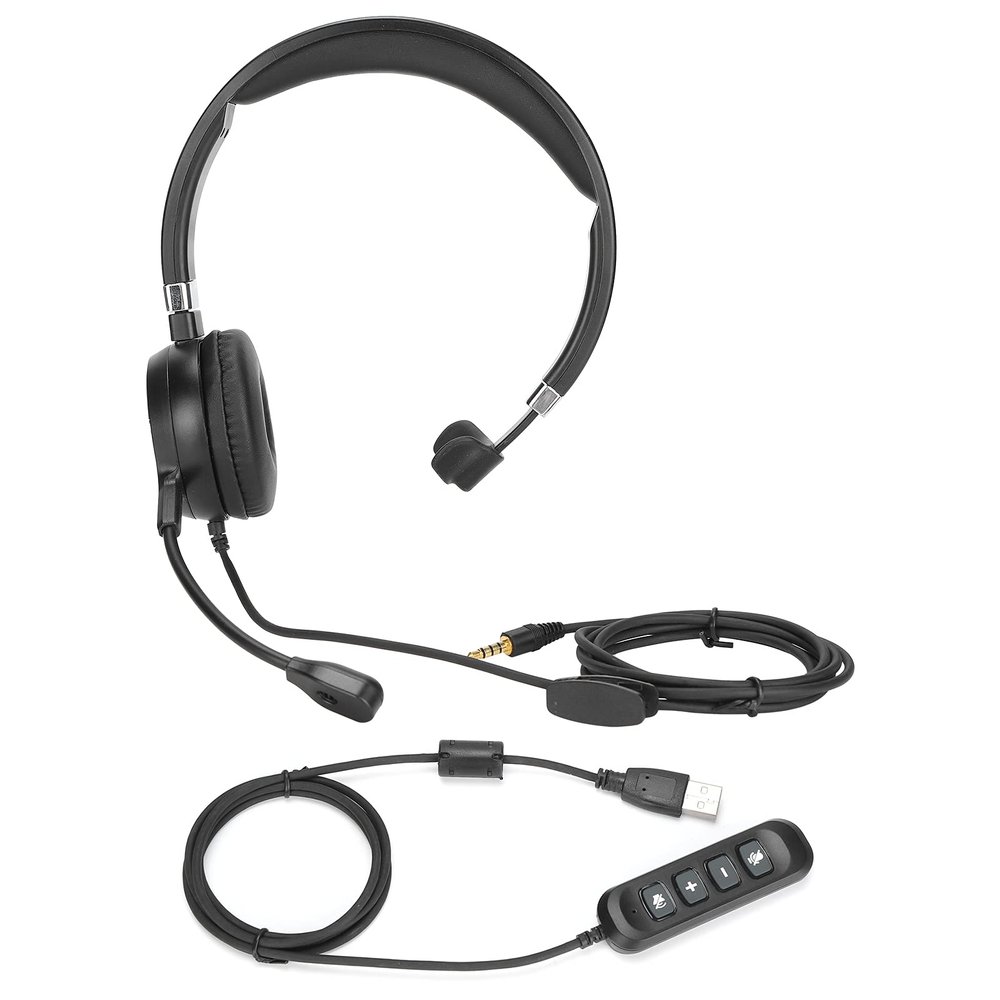 yiMANtrading Monaural Headset Telephone Headset, Business Headset with Noise Canceling Microphone, USB Binaural Headphones for Communication, 90 Rotatable Head and 330 Microphone