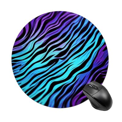 Purple Blue Green Camouflage Zebra Stripes Round Mouse Pad Cute Funny Computer Mousepad Premium Washable Desktop Protection Mouse Mat with Non-Slip Rubber Base for Home Office