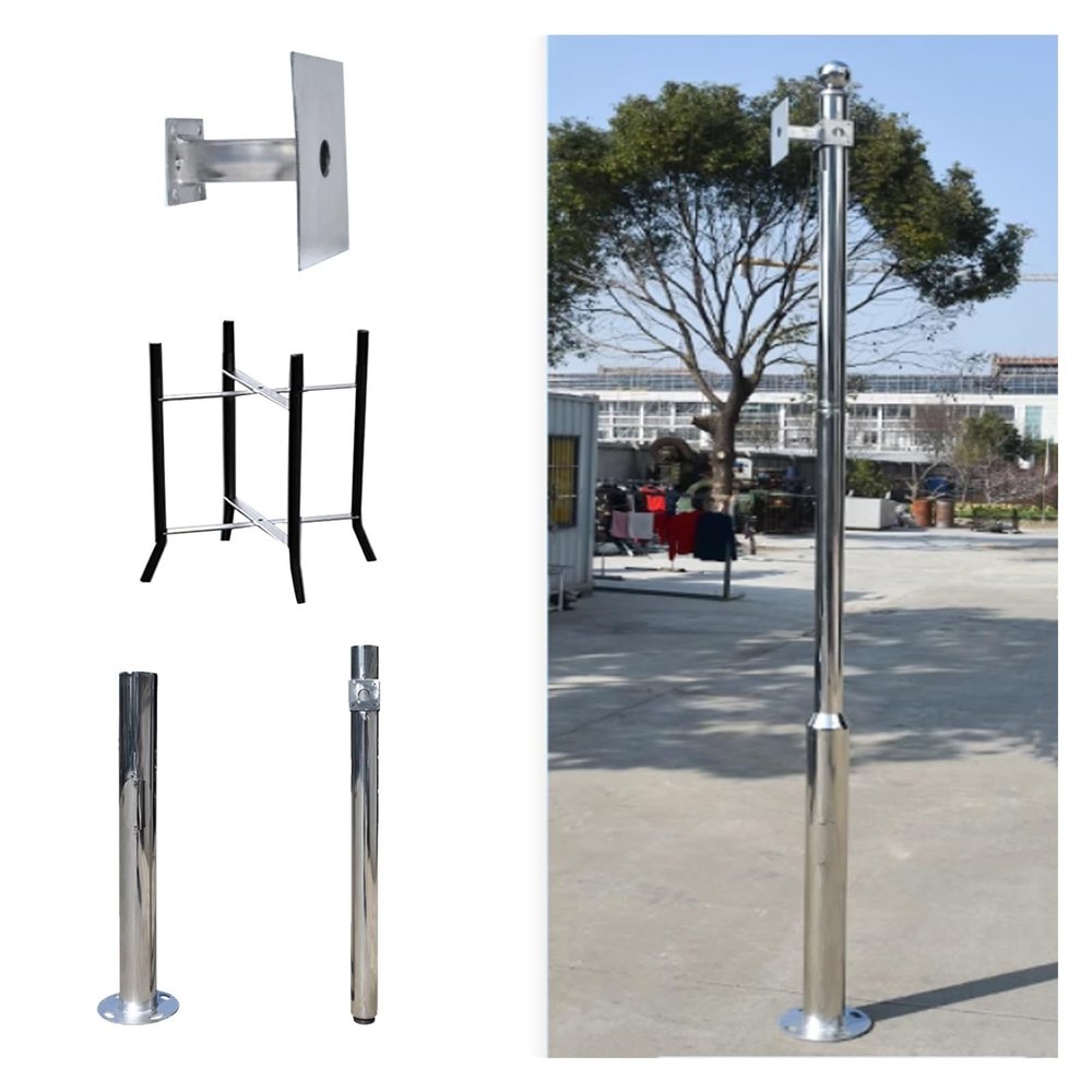 Adjustable Surveillance Camera Pole Mount - Detachable Sections for Flexible Installation in Security Monitoring