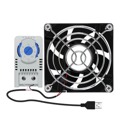80mm Fan Portable Cooling Fan 0-60 Temperature Control for Tablet Receiver Router Computer Cabinet Component Home Theater