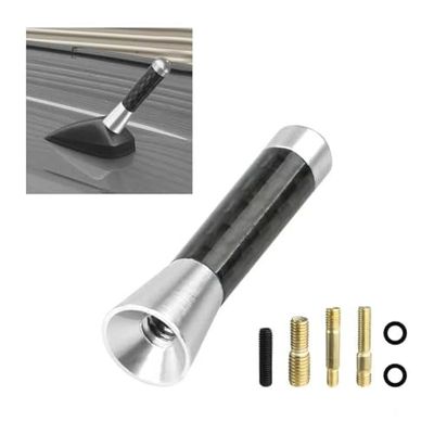 VCYOPN Car Short Antenna, 1.43 Inch Waterproof Carbon Fiber Auto Antenna Replacement Mast with Screws, Aluminum AM/FM Roof Radio Reception Antennas Mast for Cars Trucks SUVs (Silver)