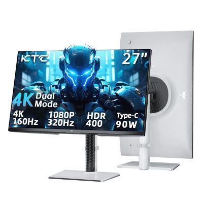 KTC 27 Inch Gaming Monitor 4K, Dual Mode UHD 160Hz & FHD 320Hz, PD 90W Type-C, HDR 400, Fast IPS, 125% sRGB, Adaptive Sync, HDMI 2.1&DP 1.4, Eye Care, Tilt/Swivel/Pivot/Height Adjustment, VESA, H27P6