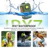 INFURTURE Wearable Bluetooth Speaker IP67 Waterproof Clip on Speaker, Shower Speake/Clean Sound/Stereo Pair/Wireless Running Speakers Built-in Mic/Men Gifts for Garden/Outdoor Work/Dog Walking-Green view 2