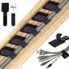100 Pcs Hook and Loop Cable Ties, Self Adhesive Cable Management Desktop Cable Straps, Adjustable Cord Organizer for Desk Home Office Organization (Black) view 1