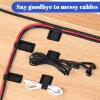 100 Pcs Hook and Loop Cable Ties, Self Adhesive Cable Management Desktop Cable Straps, Adjustable Cord Organizer for Desk Home Office Organization (Black) view 3