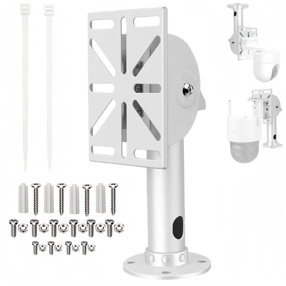 Security Camera Pole Mount with Universal Adapter - Ceiling/Wall Bracket for CCTV, Dome, PTZ Cameras (Aluminum Construction)(11.8 inches Wall Mount with Plate)