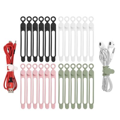 Data Cable Organizer Ties, 2026 New Elastic Silicone Cable Straps Cord Ties Organizer for Electronics, Reusable Home Office Wire Cable Cord Wraps Organizers for Charging Cords (50)