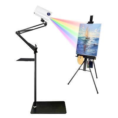Tracing Drawing Smart Art Projector,Portable Smart Tracing Painting Tool with Remote Control & Stand,Desktop Wall Canvas Projection,WIFI and USB Connectivity,for Image Transfer(White,1.95m)