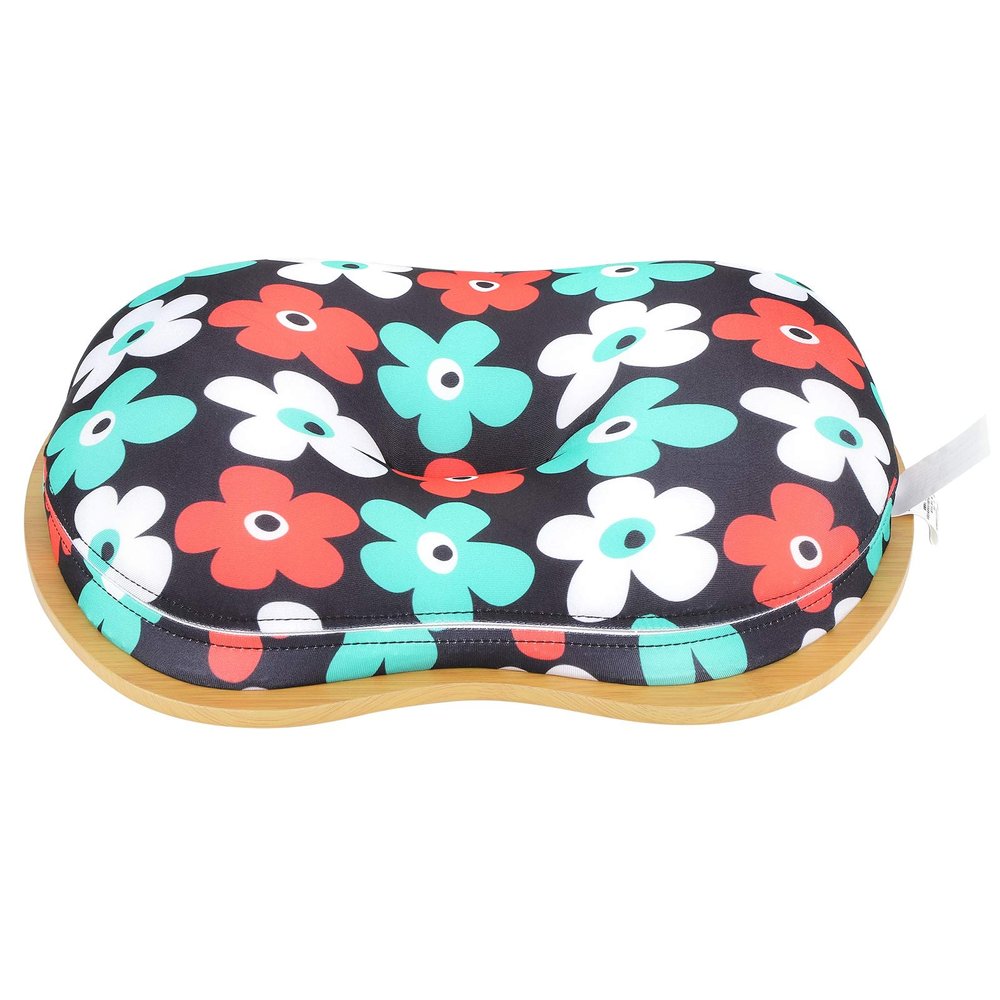 Portable Laptop Desk Stand | 3 - in - 1 Bed Tray & Office Pillow for 14" Laptops | Ergonomic Cushion for Home Office / Travel / Nap | Lightweight MDF Board with Food - Grade Beads (multicolor flowers)