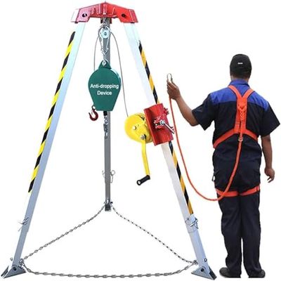 Emergency Rescue Tripod Kit for Confined Spaces - 2600LBS Fall Protection Lifting Equipment for Underground Pipes & Harsh Conditions - Durable Safety Gear