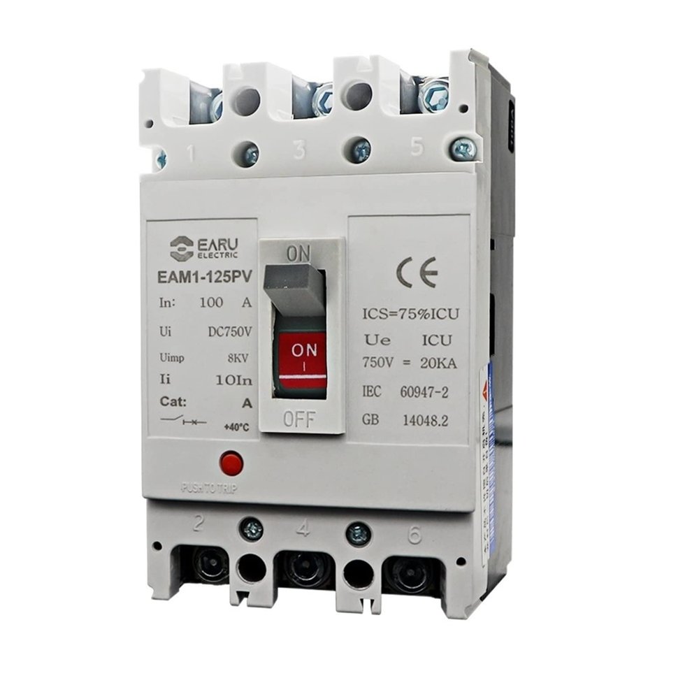 3P DC750V 63-1250A DC Solar Molded Case Circuit Breaker MCCB Overload Protection switches Protector for Solar Photovoltaic PV(100A)