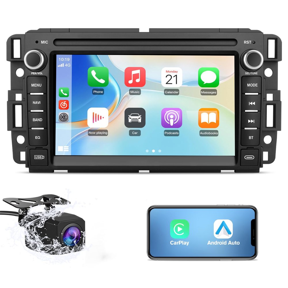 [2GB+64GB] Car Radio for Chevrolet Silverado Tahoe GMC Sierra Yukon 2007-2013 with 7 inch HD Touchscreen,Android 13 Wireless CarPlay & Android Auto,Backup Camera FM AM WiFi DSP SWC