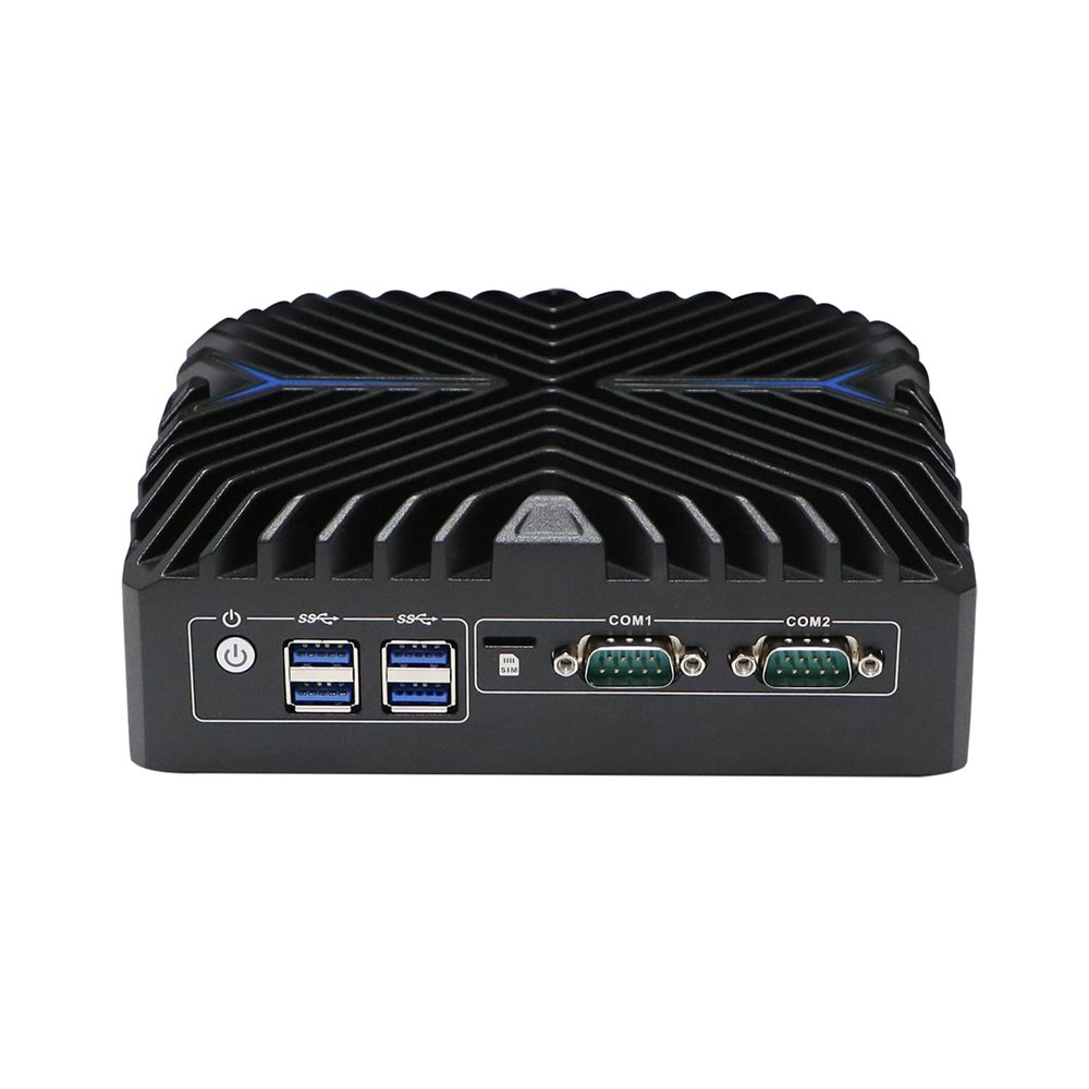 ANDAQI Din Rail Side Mount Mini PC, Industrial PC, Core I7 1255U, BX10, TPM2.0, SIM Slot, 2 x COM, 2 x LAN, 2 x HDMI, WOL, PXE, Watchdog, 16G RAM, 128G SSD