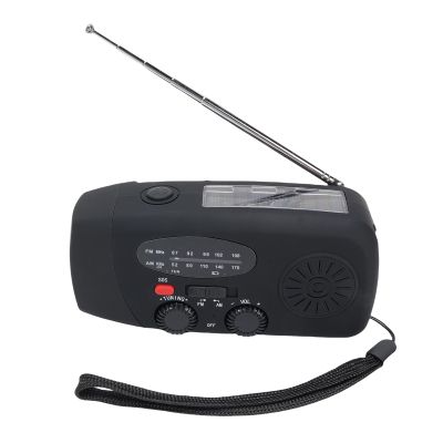 ZDAGELD 2000mAh Wind Up Radio, Portable Solar Emergency Radio with SOS Alarm, AM FM Weather and Torch, for Power Outage Camping Hiking (Black)