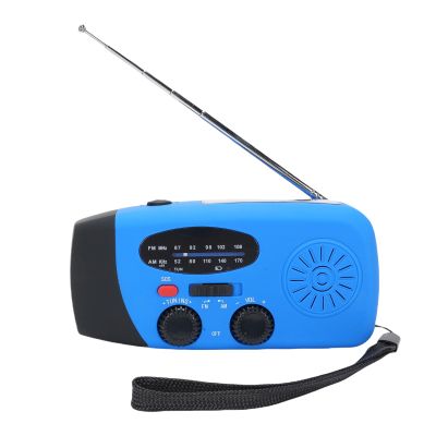 ZDAGELD 2000mAh Wind Up Radio, Portable Solar Emergency Radio with SOS Alarm, AM FM Weather and Torch, for Power Outage Camping Hiking (Blue)