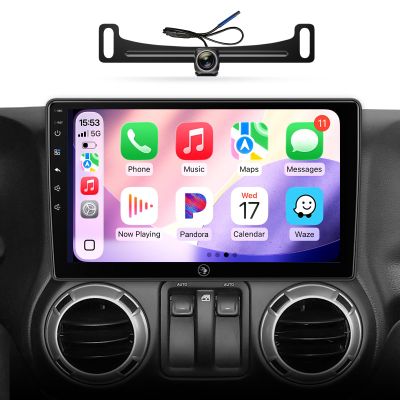 10inch 4G+64G Android Car Radio Stereo for Jeep Wrangler JK 2007-2018 Dodge Ram 1500 2500 3500 2009-2012 with Carplay Android auto Camera Mirroring Touchscreen GPS Navigation Relacement