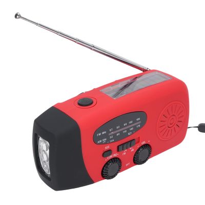 ZDAGELD 2000mAh Wind Up Radio, Portable Solar Emergency Radio with SOS Alarm, AM FM Weather and Torch, for Power Outage Camping Hiking (Red)