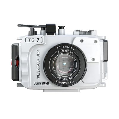 YaelHelens TG-7 Underwater Camera Housing Case, 60m/195ft Waterproof, PC Material with O-Ring Seal, Compatible with Olympus OM System Tough TG-7 (White)