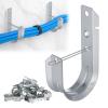 AOKLIT 100 Pcs 2" Galvanized Steel J-Hooks, Heavy Duty Wall Mount Cable Support J Hook with Retainer Clip for Cable Management view 1