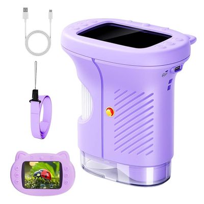 1000X Handheld Microscope, 2026 New Portable Pocket Mini Microscope with 4K 2.4" Screen, Science Education Scope Handheld Digital Microscopes for Home School (Purple)