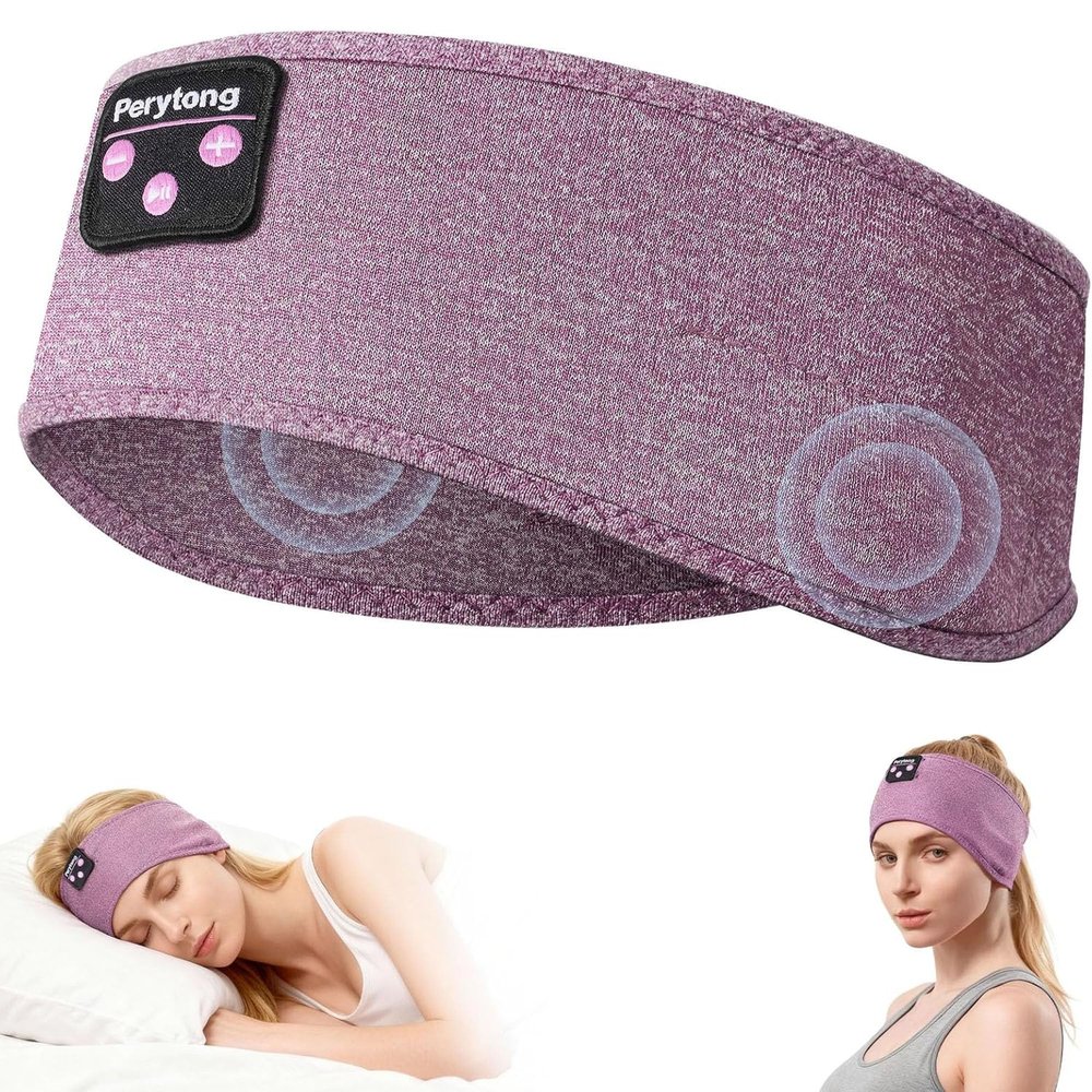 Perytong Sleep Headphones Bluetooth 5.4, Sleep Headphones for Side Sleepers with Ultra-Thin HD Stereo Speakers, Wireless & Sweat Resistant Sport Earphones for Workout Yoga Travel