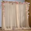 10x10FT Champagne Sheer Tulle Backdrop Curtains for Wedding Parties,2 Pack Photo Backdrop Curtains Ceiling Drapes for Birthday Party Baby Shower,Arch Fabric Background with Rod Pocket view 1