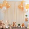 10x10FT Champagne Sheer Tulle Backdrop Curtains for Wedding Parties,2 Pack Photo Backdrop Curtains Ceiling Drapes for Birthday Party Baby Shower,Arch Fabric Background with Rod Pocket view 3