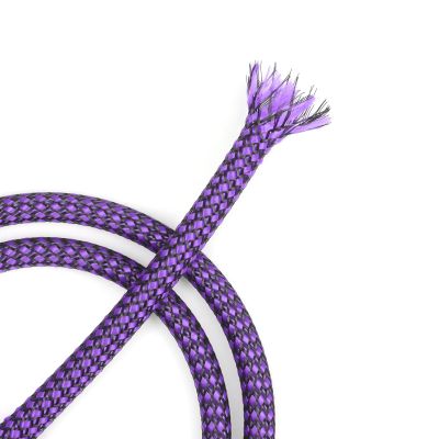 YOUBO Expandable Braided Cable Sleeve, PP Yarn + PET Braided Expandable Sleeving Cable Management Protection High Density PET Wire Cover Sheath for Cables (Purple Black, 8mm-49ft)