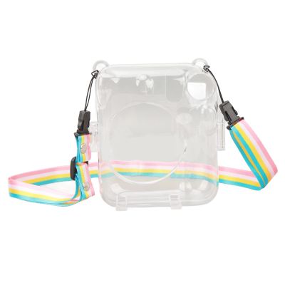 Adjustable Shoulder Strap Transparent PC Protective Case for Mini12 Camera, Clear Instant Camera Shell Cover