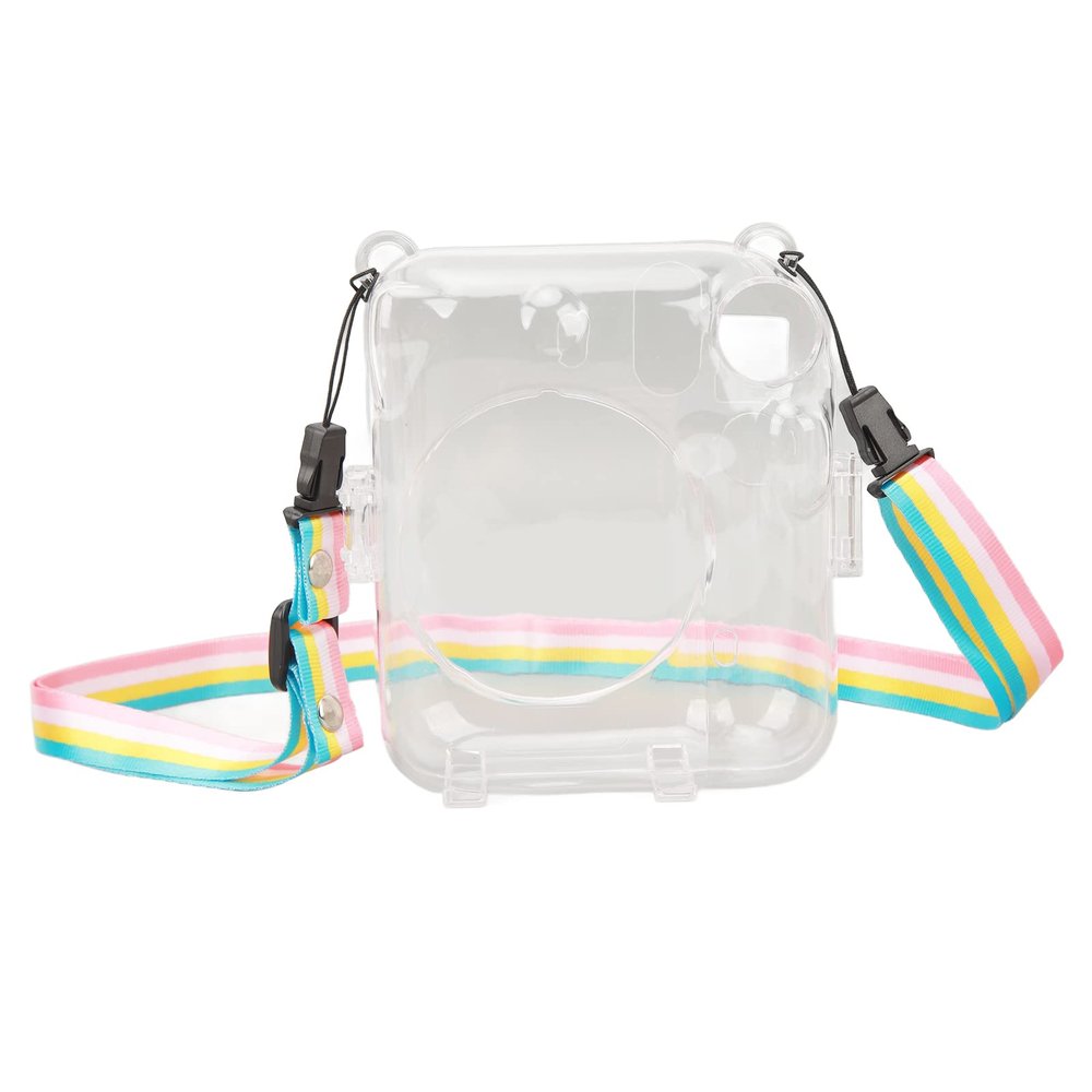 Adjustable Shoulder Strap Transparent PC Protective Case for Mini12 Camera, Clear Instant Camera Shell Cover