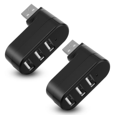 2 Pack 3-Port USB Hub [90/180 Degree Rotatable] USB Splitter USB Expander Multiport USB Splitter Adapter with 3 USB Ports Charger Data for Laptop, Flash Drive Printer,Camera,Keyborad