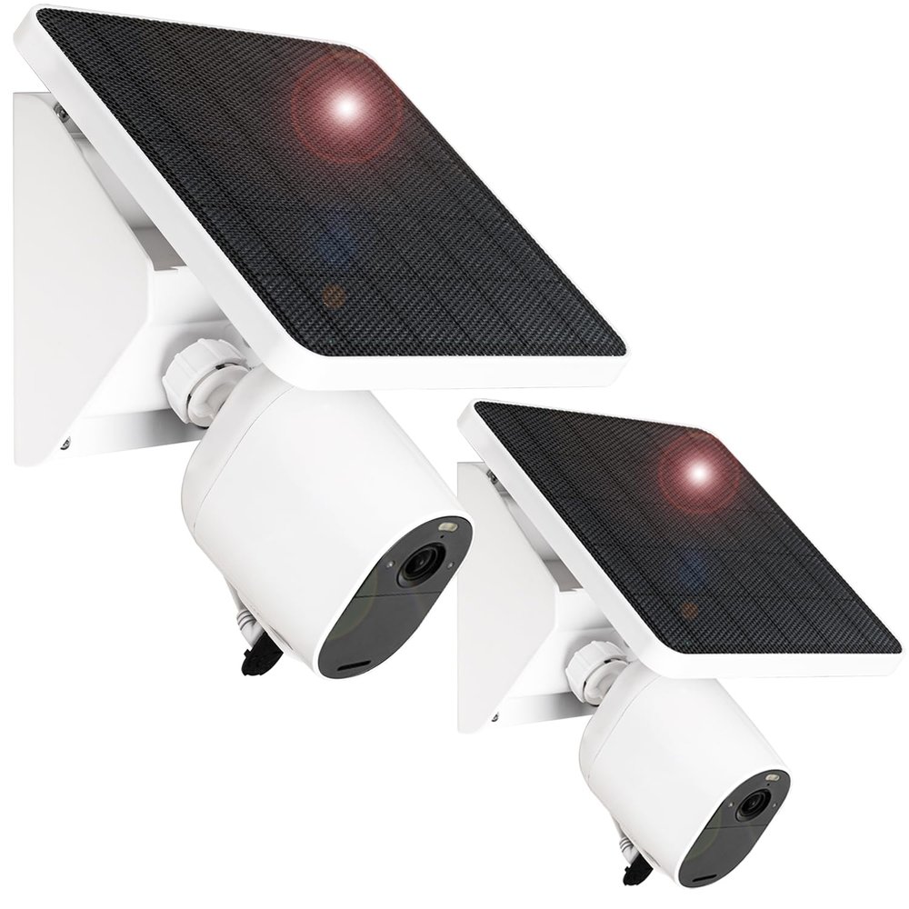 4W Solar Panel Charging Mount Works for Arlo Pro 4/3/2,Pro 5S 2K,Ultra 2,Ultra,Arlo Essential,Essential 2K,Adjustable Mount with 4pcs Power Cable,IP67 Weatherproof Continuously for 365 Days-2Pack
