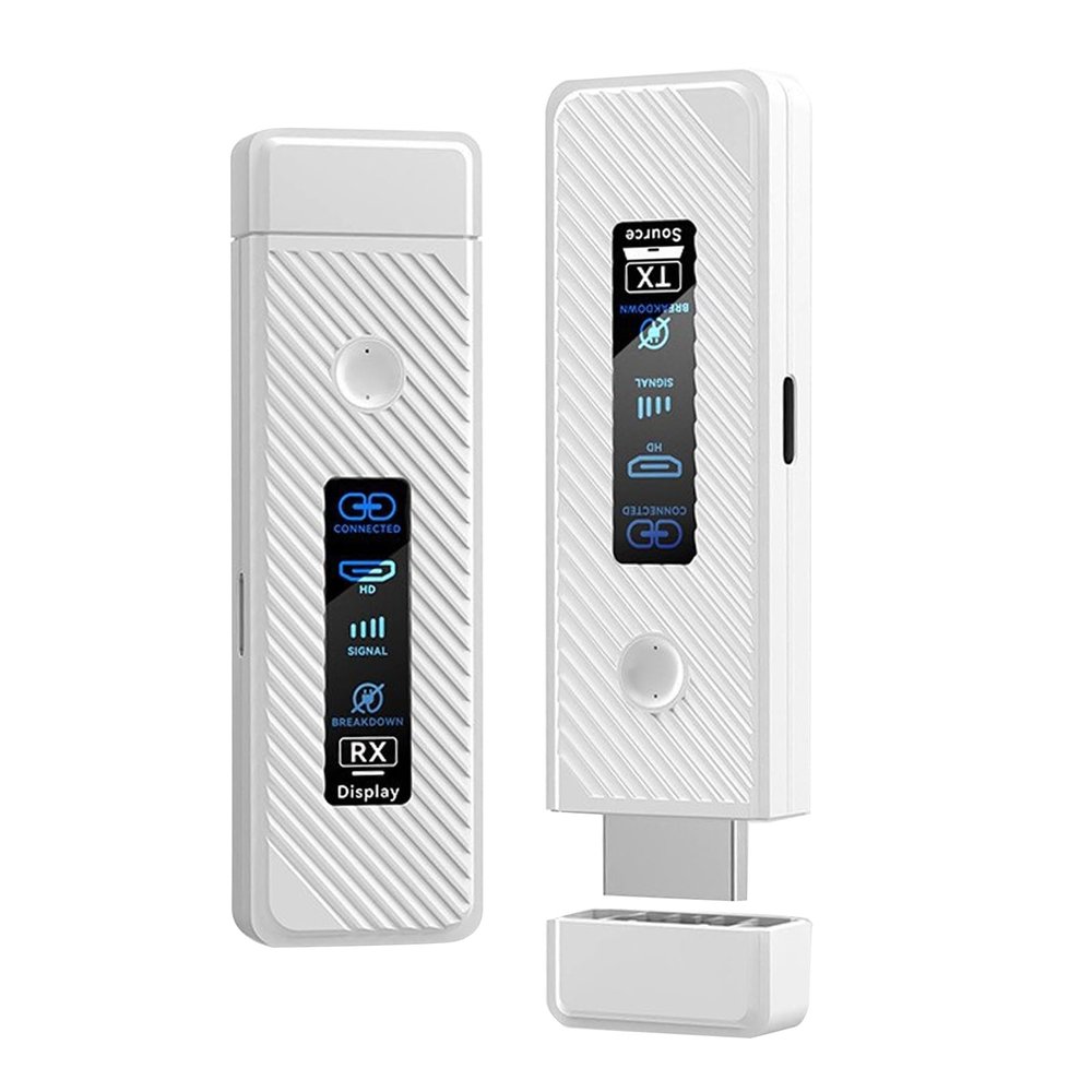 Zopsc Wireless HDMI Transmitter and Receiver, 4K 1080P 60Hz Kit with 197ft Range, Plug and Play Screen Mirroring for Laptop Camera TV Box to HD TV Projector, Dual Band Stable Signal (White)
