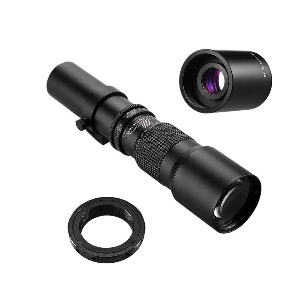 Compatible for Nikon D3400 D500 D7200 D5500 D750 D5300 500mm F8.0 Manual Telephoto Lens with 2X Converter 60D 77D(Black,KA)