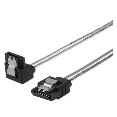 ABKMXZKD 180 to 90 Degree 6Gb / S SATA3 Serial ATA Data Cable with Latch for S-A1T-A 3.0 SATAIII 6Gbps HDD Hard Drive/SSD Silver(0.25m)