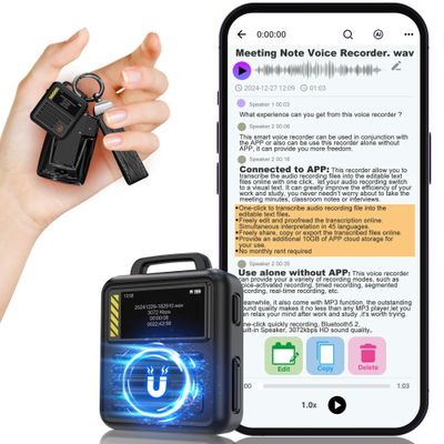 128GB (9680Hours) Digital Voice Recorder with APP Control,Moresen 3072kbps MP3 Audio Recorder with Transcribe & Summarize,HD DSP Noise Reduction Recording Device with Password, Black