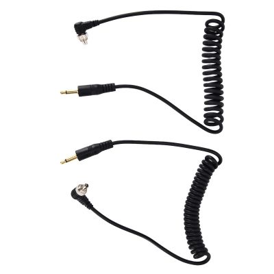 CHICIRIS Camera Flash Cable with Screw Lock Sleeve, Easy to Operate Coiled Cord for Triggering Flashes, 2 X 3.5mm to PC Flash Sync Cable