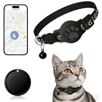 Pet Tracker,GPS Collar for Cats,Smart tag,Waterproof Compatible with Find My,No Monthly Fee,Advanced Tracking Solution Smart Collar for Pet Safety Ideal Small Large Cats(iOS User)