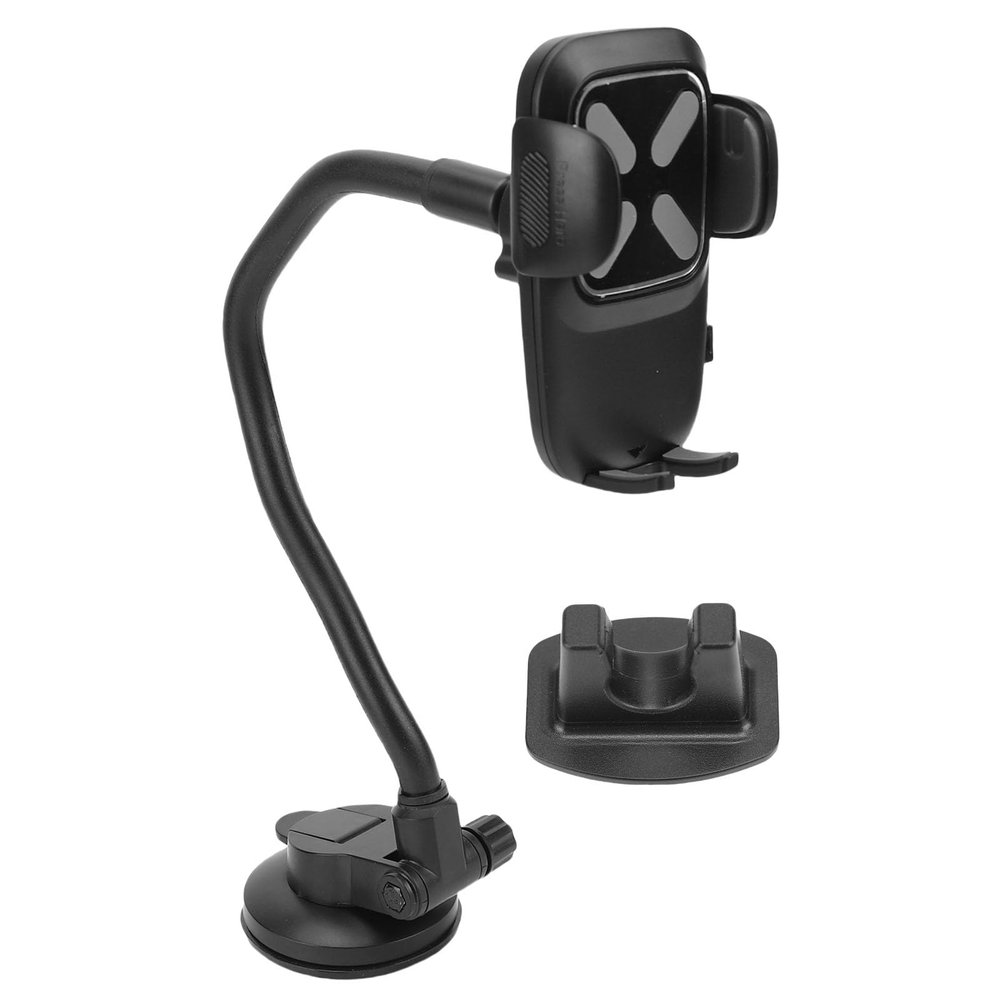 Aramox Gooseneck Car Phone Holder, Dashboard Mobile Holder with Suction Cup, 360 Rotation, Anti Shake Stabilizer for All Smartphones (Long Tube Bracket Black)