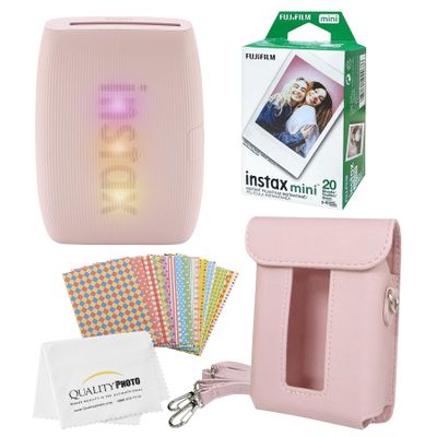 FUJIFILM Instax Mini Link 3 Smartphone Printer with, 20 Fujifilm Mini Films, Printer Case, Decorative Stickers and a Quality Photo Micro Cloth (Rose Pink)